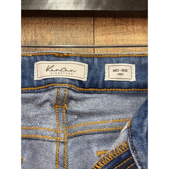 Karen Signature Mid-Rise Ankle Jeans Distressed Hem Light Wash Size 14 - Picture 3 of 6